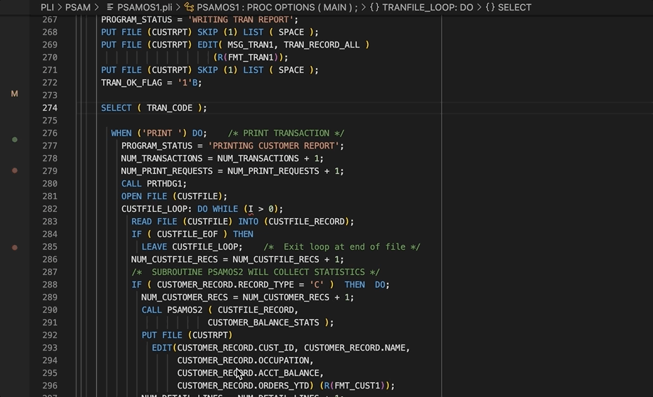 PL/I Code Folding Example