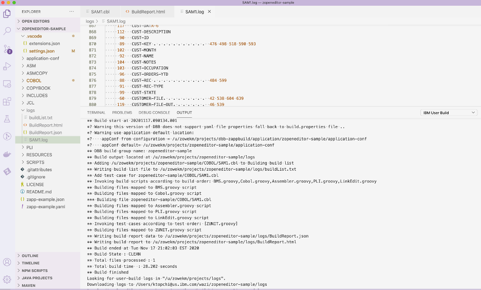 User Build successful COBOL build