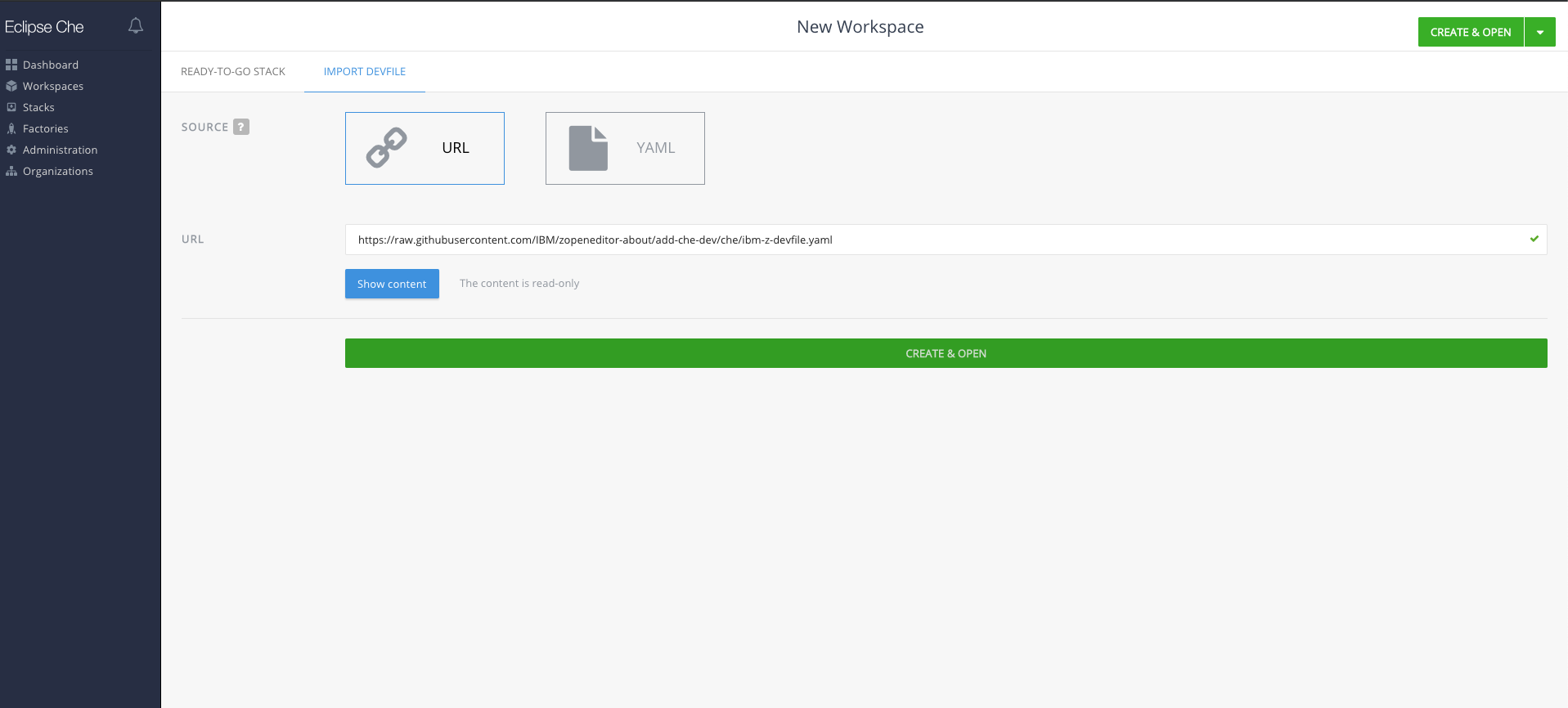 Importing the IBM Z Stack